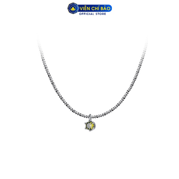 Dây chuyền bạc nữ mặt đá xanh chất liệu bạc 925 thời trang phụ kiện trang sức nữ thương hiệu Viễn Chí Bảo D400503