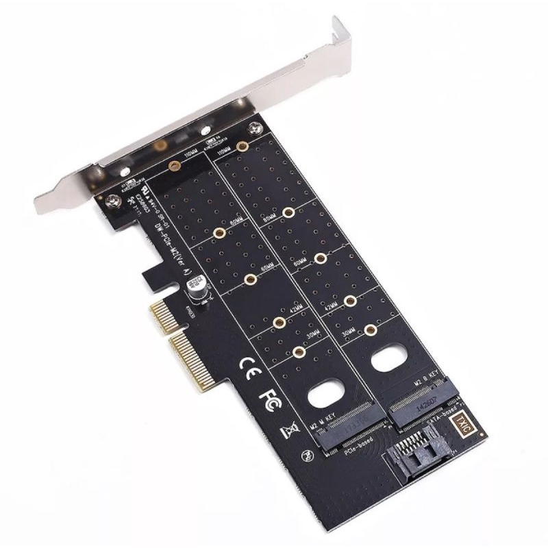 Thẻ chuyển đổi SSD Pcie 4x sang NGFF B-key+M-key M2 NGFF+NVME B-key.Giao diện PCIE adapter thẻ