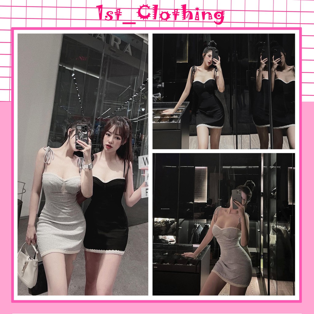 Đầm Ren Body 2 Dây Kèm Đệm Ngực Khóa Lưng Váy Ngủ Nữ Siêu Tôn Dáng