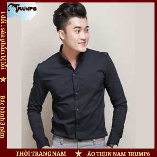 🌟DEAL SỐC🌟 Áo Sơ Mi Nam Dài Tay Trơn Phong Cách Công Sở Vải Kate Mềm Thoáng Mát - Màu Đen TRUMP6