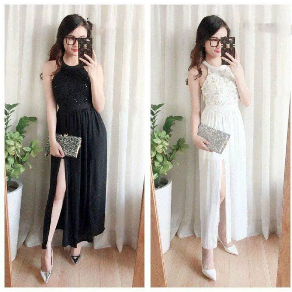 ĐẦM MAXI CỔ YẾM XẺ TÀ