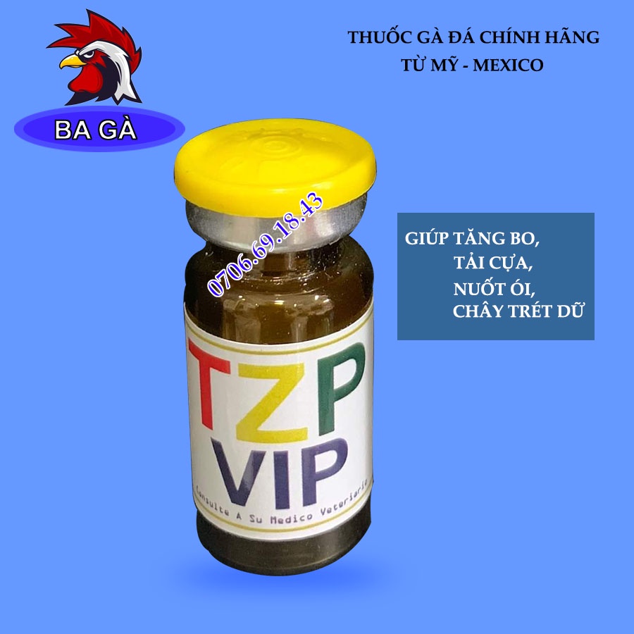 Thuốc gà đá TZP VIP 1cc Giúp tăng bo, tải cựa, nuốt ói - Hàng Mexico Loại Chích
