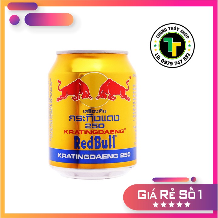 Combo 06 lon - Nước tăng lực bò cụng Redbull chính hiệu nhập khẩu từ Thái Lan loại 250ml