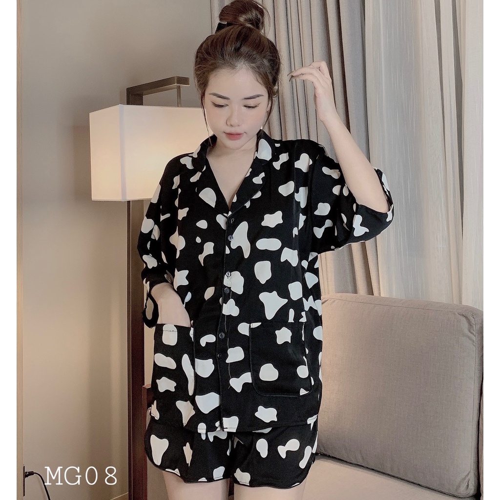 Bộ Ngủ Nữ Lụa Cao Cấp Pijama, Đồ Bộ Nữ Mặc Nhà Cộc Tay Dễ Thương Chất Mát Vải Lụa Hàn | BigBuy360 - bigbuy360.vn