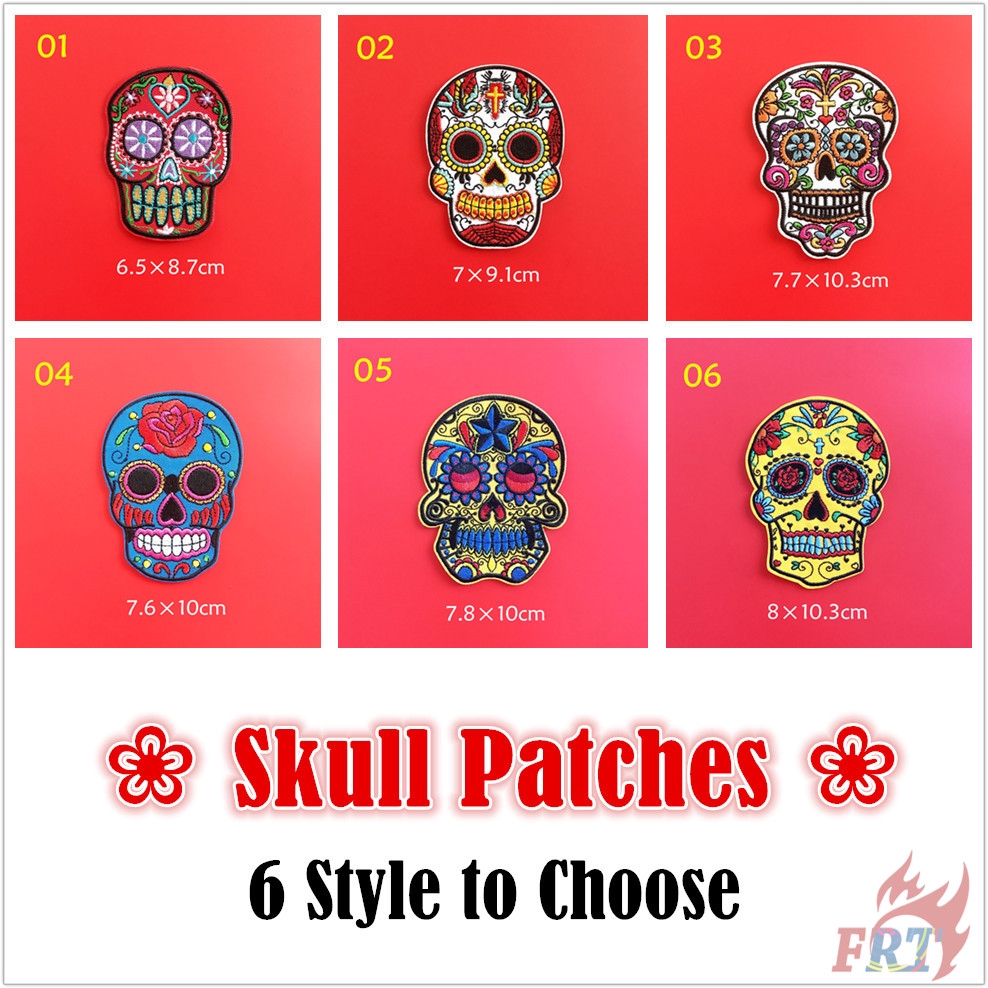 ☸ Punk - Colorful Skeleton Patch ☸ 1Pc Skull Diy Sew on Iron on Badges Patches （Skull - Series 05）