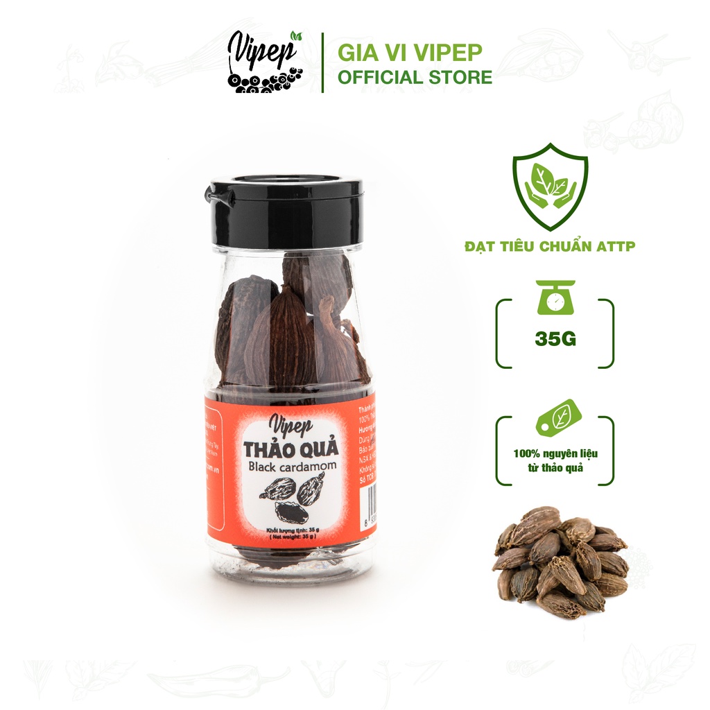 Thảo quả Vipep 35g, quả to thơm - gia vị tăng vị ngon cho phở, kích thích vị giác, làm ấm bụng, tốt cho sức khoẻ