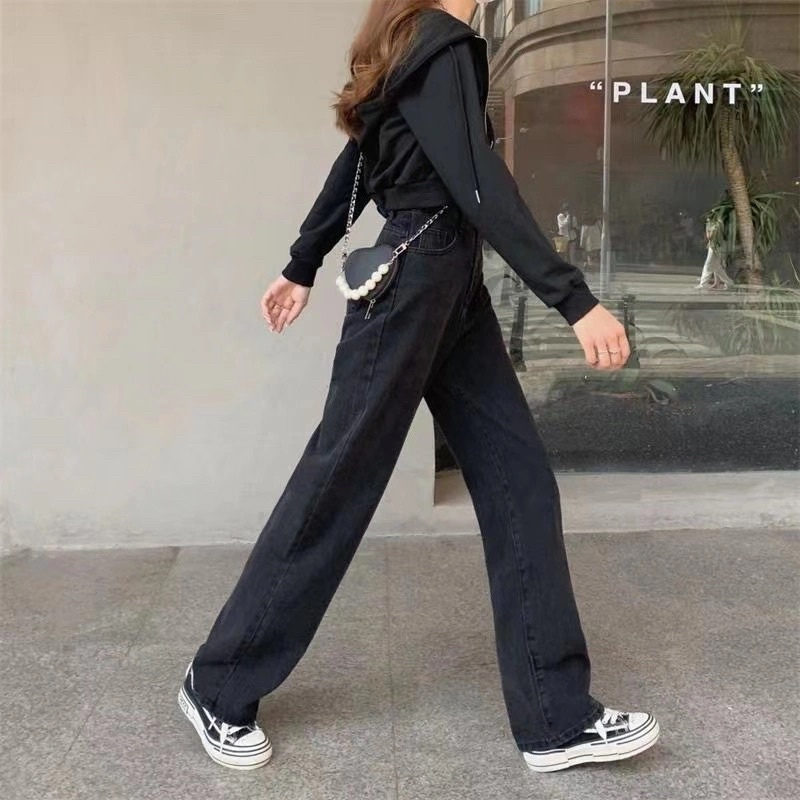 Quần Jeans Màu Đen Khói Nam Nữ Unisex Ống Suông Cạp Cao Chất Loại 1 Phong Cách Ulzzang Mặc Hàng Ngày Đi Học Đi Làm | WebRaoVat - webraovat.net.vn