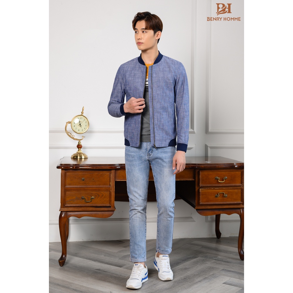 Áo khoác Bomber Nam Benry Homme, Chất liệu Vải LINEN, Dáng áo Trẻ Trung, Sản Phẩm Chính Hãng Hàn Quốc