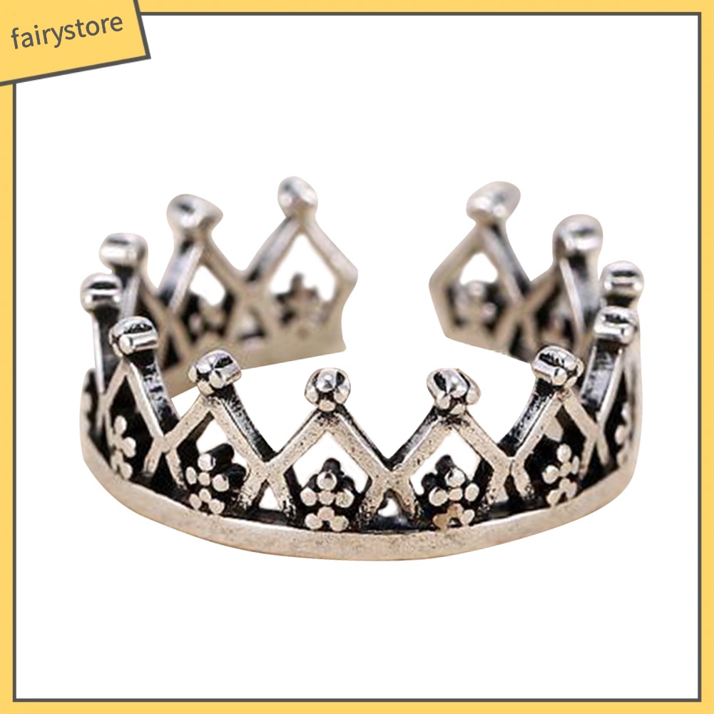 Nhẫn Đeo Tay Kim Loại Tạo Hình Vương Miện Vintage Cho Nữ