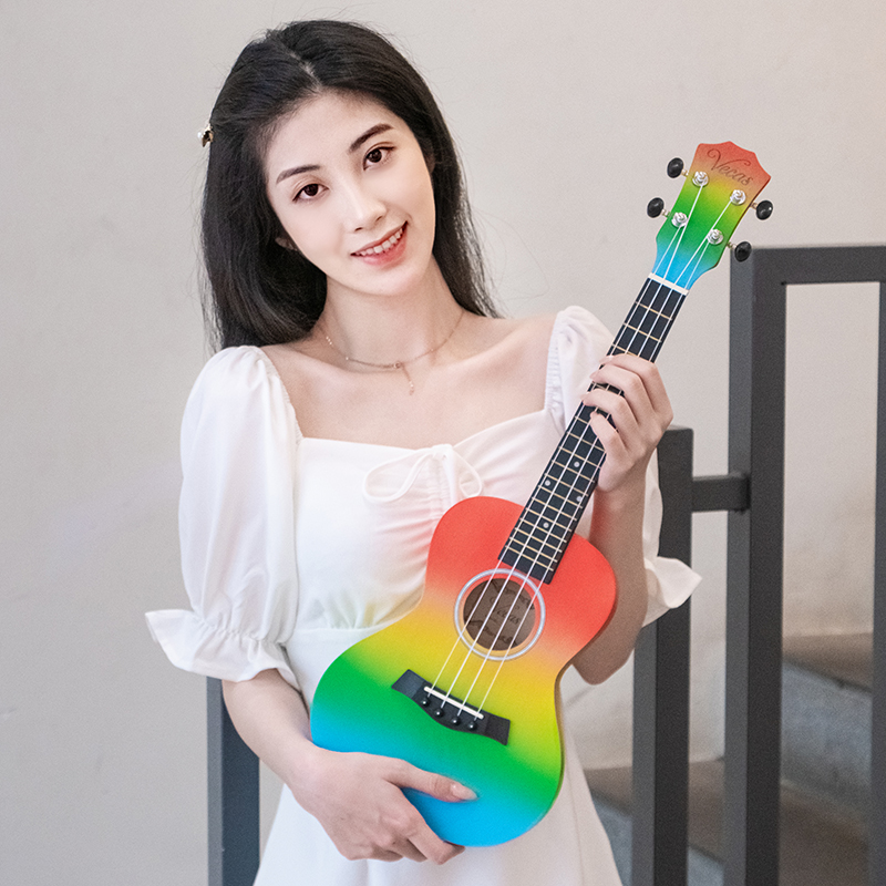 Vecas Đĩa đơn Ukulele người mới bắt đầu cô gái guitar nhỏ 23 inch Ukulele trẻ em đàn ông học sinh nhạc cụ