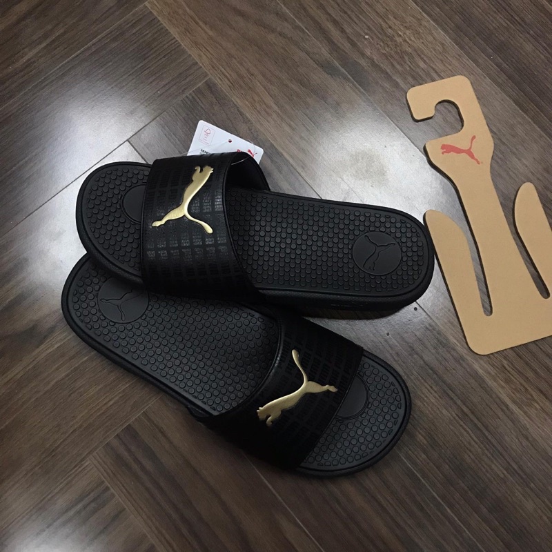[CHÍNH HÃNG] DÉP PUMA COOL CAT ECHO ĐEN GOLD SLIDE SANDAL - DÉP QUAI NGANG SIÊU ÊM