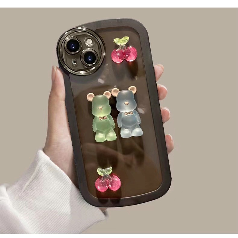 Samsung Galaxy J6 Plus J7 Pro J2 Prime A20 A30 A51 A20S A7 2018 Cute Crystal Cherry Bear High Quality Tpu Airbag Fine Hole Shockproof Protection Clear Soft Phone Case 1NKS 05