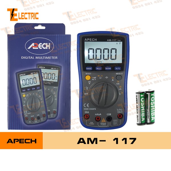 Apech AM - 117 Đồng Hồ Đo Điện Vạn Năng TRUE-RMS Đo Tụ Đo Tần Số Đo Nhiệt Độ Apech AM-117