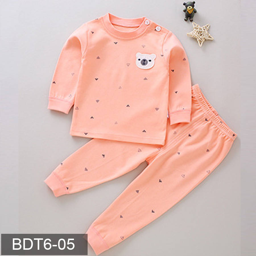 Bộ cotton dài tay thu đông cho bé Trai bé Gái Hàng Quảng Châu xuất Khẩu BDT06