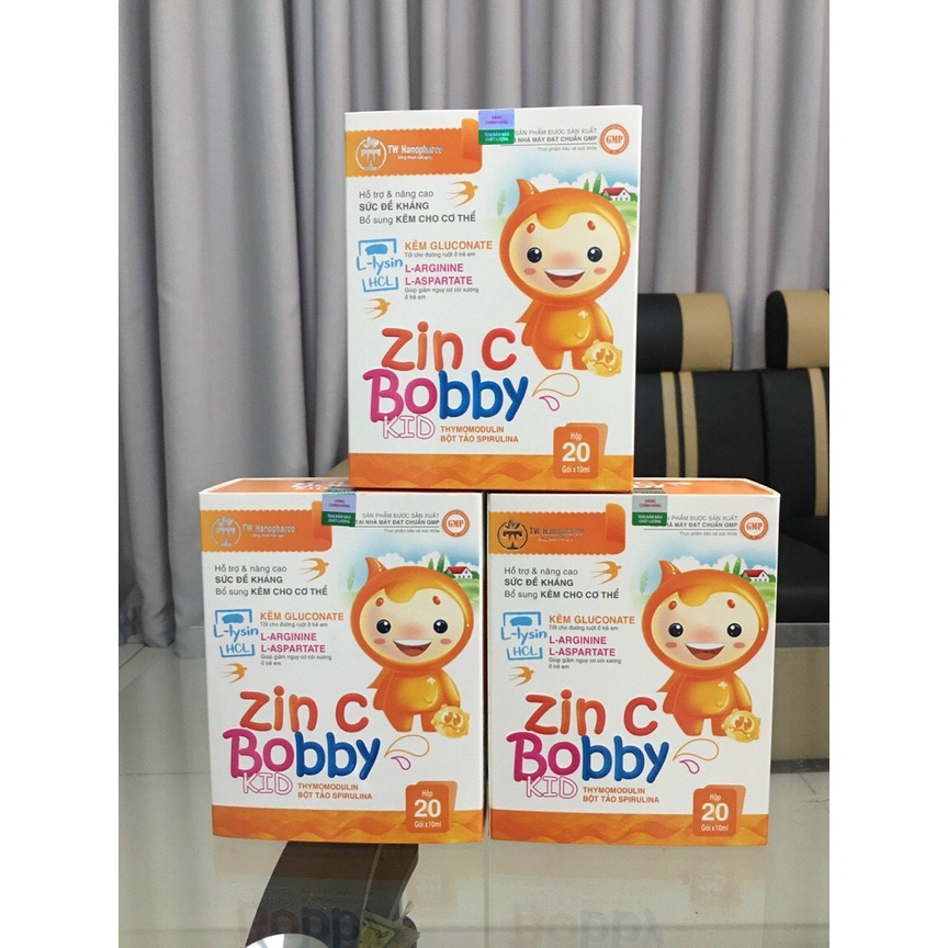 Kẽm cho bé ZIN C BOBBY KID,  bổ sung Kẽm, Lysine, DHA, giúp cải thiện biếng ăn &amp; tăng sức đề kháng cho trẻ (hộp 20 ống)