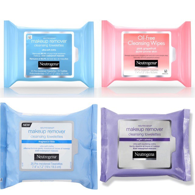 Khăn giấy tẩy trang Neutrogena Makeup Remover Cleasing Tơelettes 25pcs (chuẩn Mỹ)