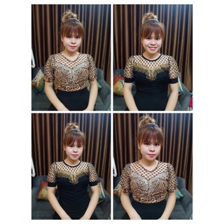 áo thun nữ đính đá tay phối ren nhung AT69 - phamtrangredep shop