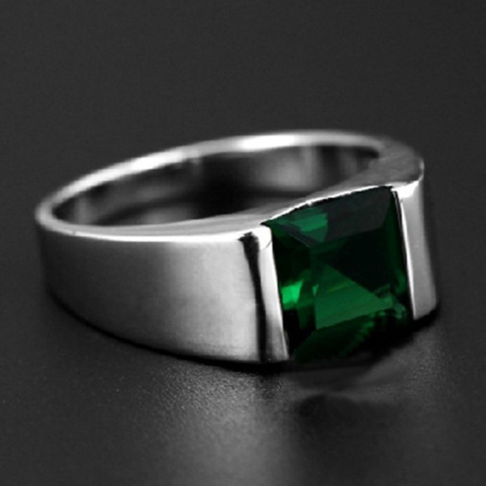 Cincin Batu Permata Fashion Untuk Pria Dan Wanita, Perhiasan Cincin Emerald Unik, Ukuran 7-14