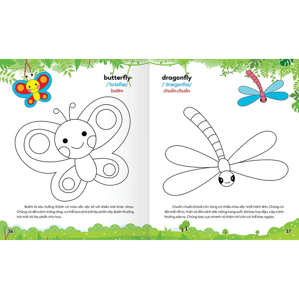 Sách Colouring 365 ngày Tô màu - KHÁM PHÁ THẾ GIỚI PHÁT TRIỂN TRÍ TUỆ - Động vật hoang dã, Khủng long, Bò sát, Côn trùng