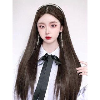tóc giả nữa đầu cài băng đô đá❤️ dính tóc thẳng cao cấp