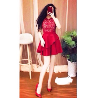 Đầm xoè phối ren siêu dày
