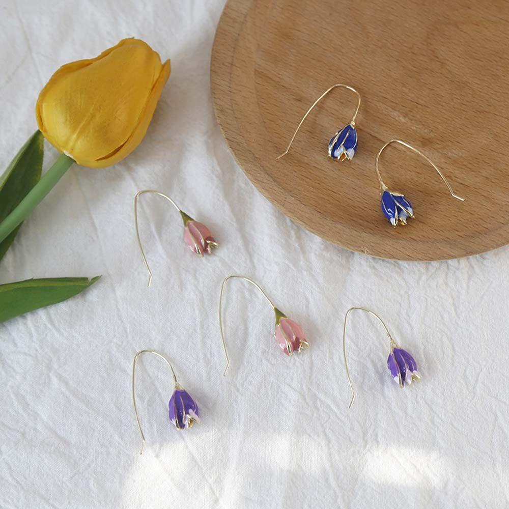 FORBETTER Bông Tai HìNh Hoa Tulip ĐíNh Đá Sang TrọNg