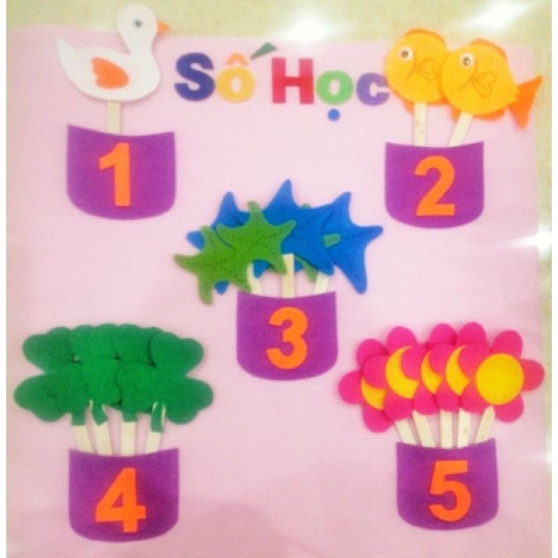 Bảng học số cho trẻ mẫu giáo handmade nhiều màu sắc