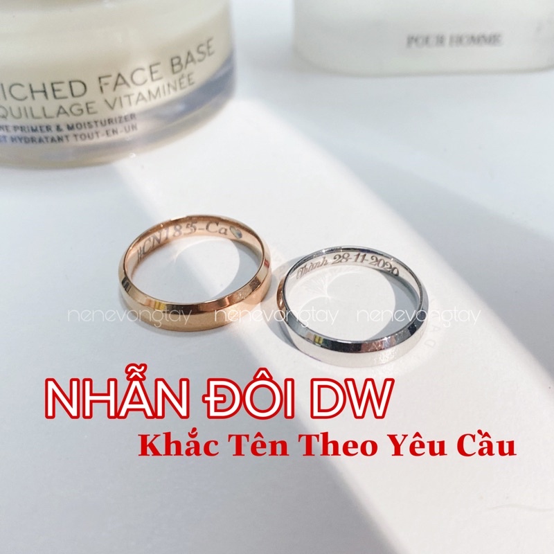 Nhẫn cho cặp đôi nam nữ không gỉ khắc tên