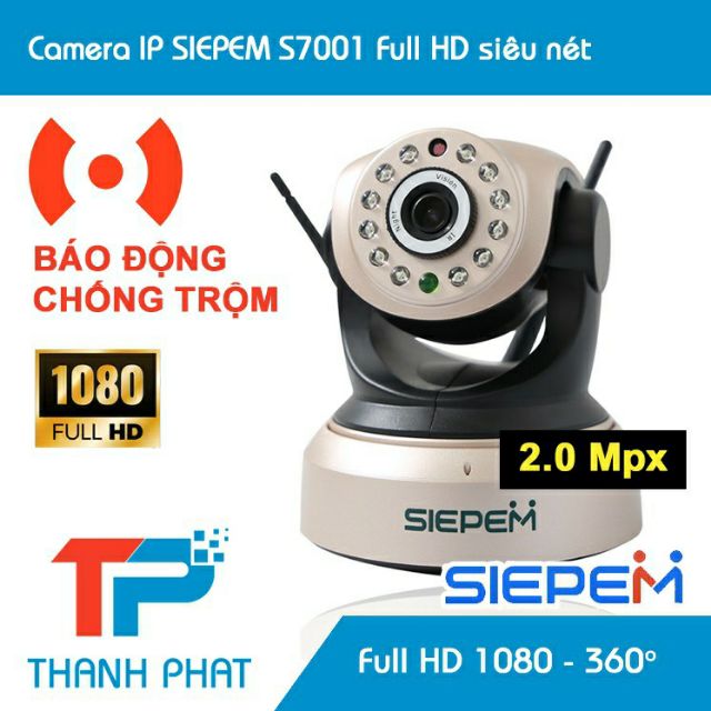 Camera IP Wifi SIEPEM S7001 Plus Full HD 1080P 2.0Mpx - Chính hãng siêu nét Bảo hành 1 năm