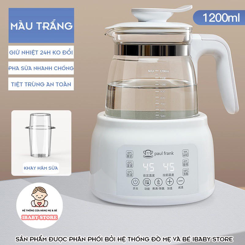 [TẶNG KHAY HÂM SỮA] Máy Hâm Nước Pha Sữa PAUL FRANK Điều Chỉnh Nhiệt Độ Thông Minh, Khử Clo Nước, Tiệt Trùng Bình Sữa