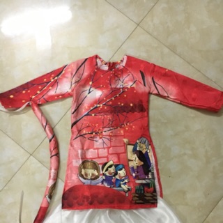 Set 10 áo dài cho bé đỏ