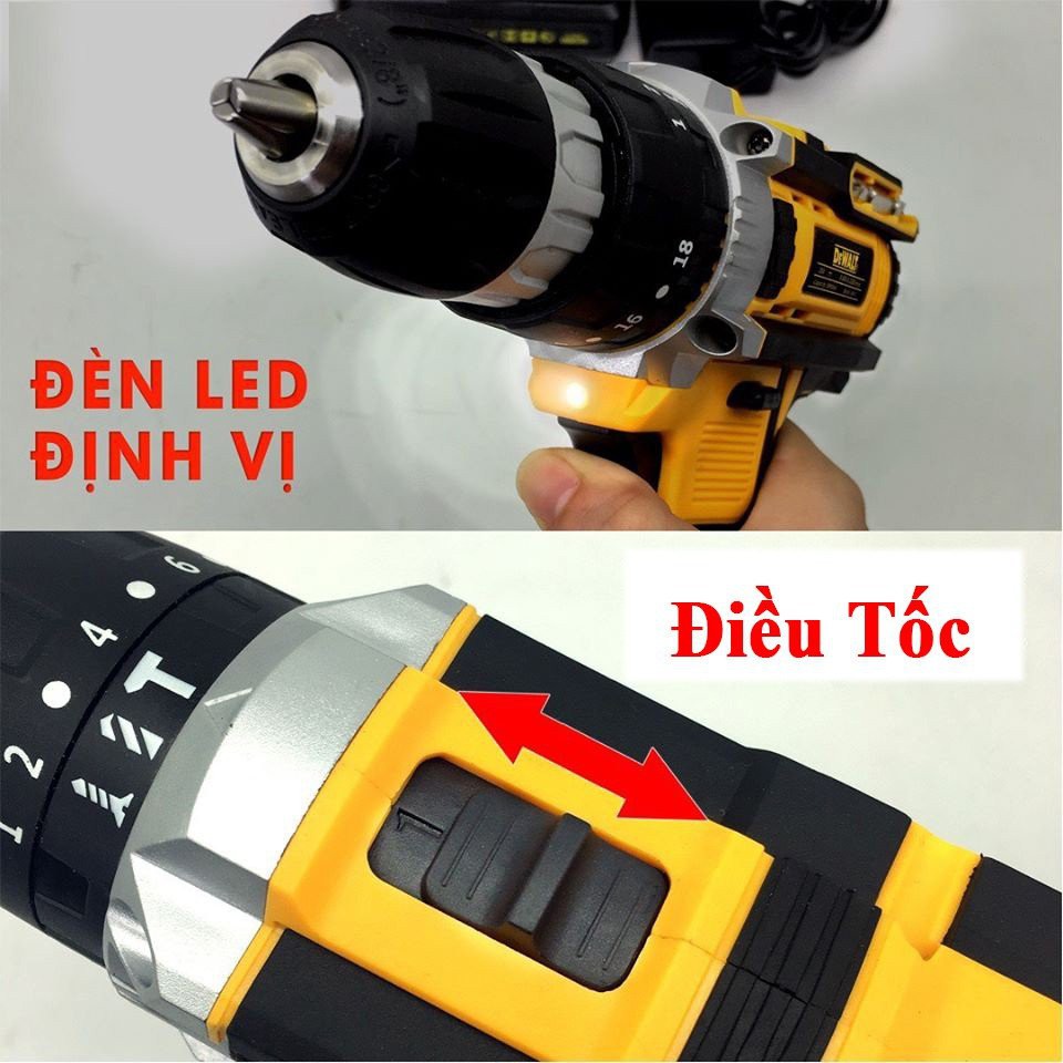 Máy Khoan Pin DEWALT 36V Có Búa - Tặng Bộ 24 Phụ Kiện - Máy Khoan Bắt Vít DEWALT