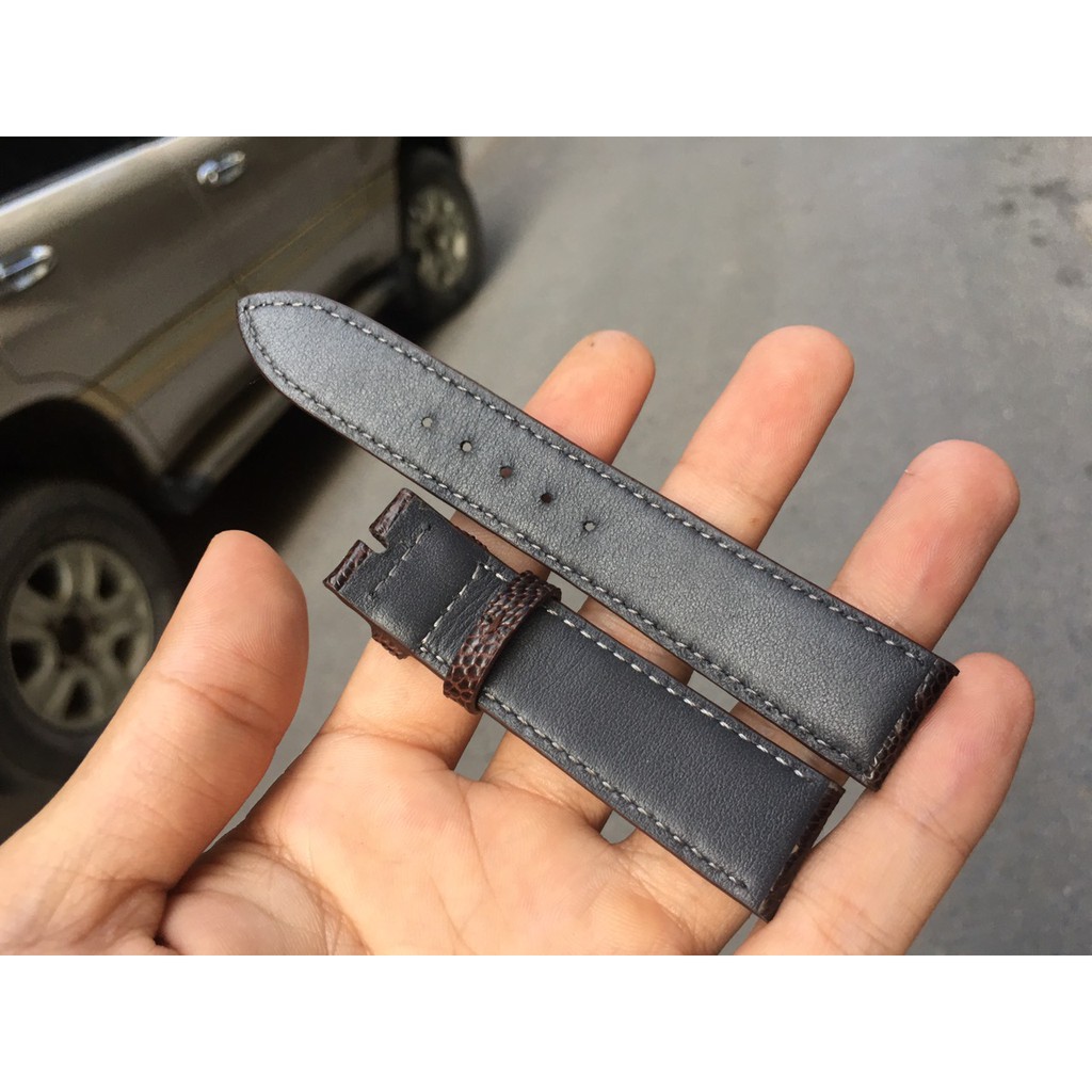 Dây Đồng Hồ Da Đà Điểu Thật Cho Nam Màu Nâu Đậm