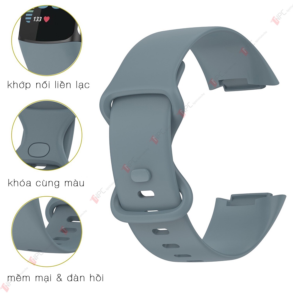 Dây Cao Su Thể Thao Nhiều Màu Dành Cho Đồng Hồ Sức Khỏe Fit.Bit Charge 5 Chất Liệu Silicone Mềm Mại Thoáng Khí