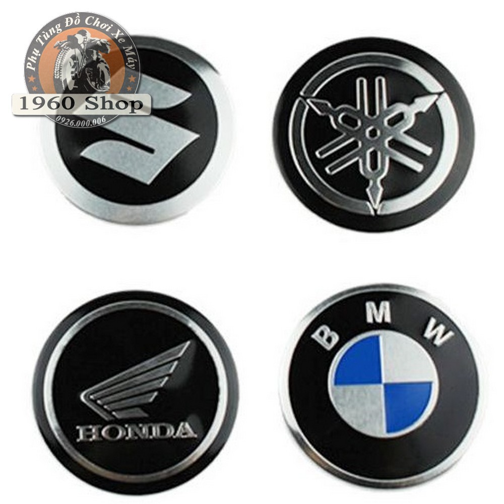 Logo Tròn Honda nhôm kim loại - logo tròn honda yamaha suzuki bmw ( 1 cặp )