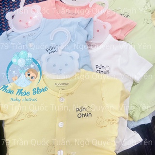 Bộ cộc cotton lạnh cho bé sơ sinh Punchun có cúc cài giữa