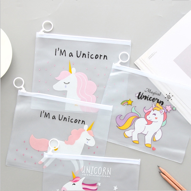 Travel Transparent PVC Wash Storage Bag Waterproof Portable Plastic Cartoon Unicorn Ziplock Bag