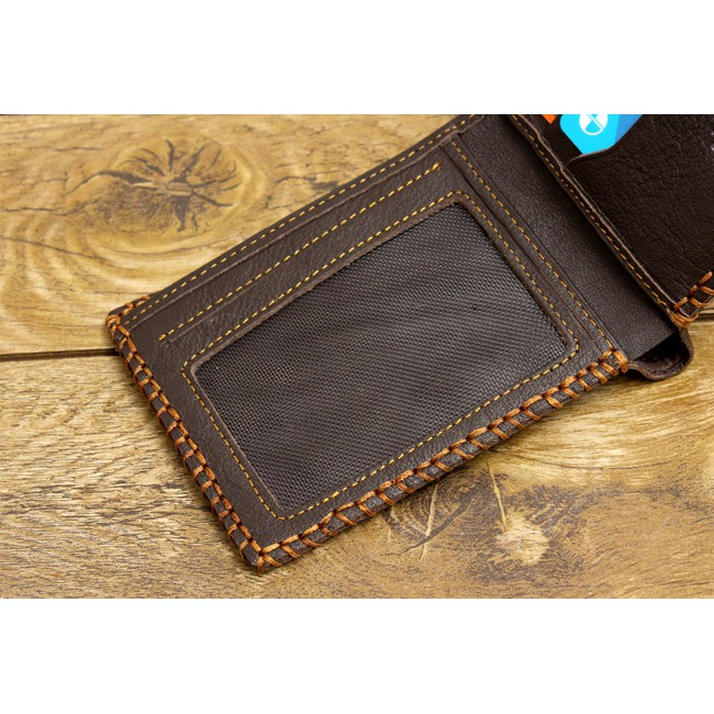 Bóp/Ví Nam Da Bò Đan Viền,Ví Da Nam Handmade, Khắc Tên Theo Yêu Cầu VDĐVN_01