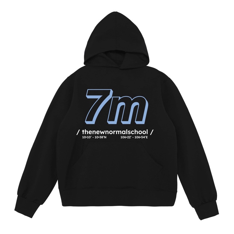 Hoodie 7Millions Normal School In Nổi - Màu Đen - Đi kèm Box - Unisex - Form oversize