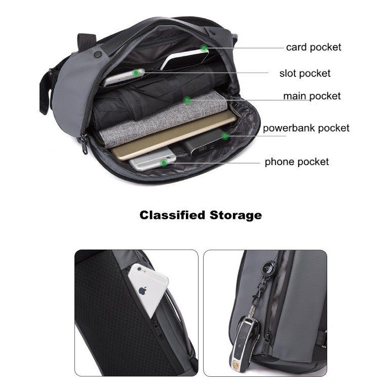 Bange New Sling bag Men's Functional Chest Bag Korean Shoulder Messenger Bag Waterproof  Crossbody Bag