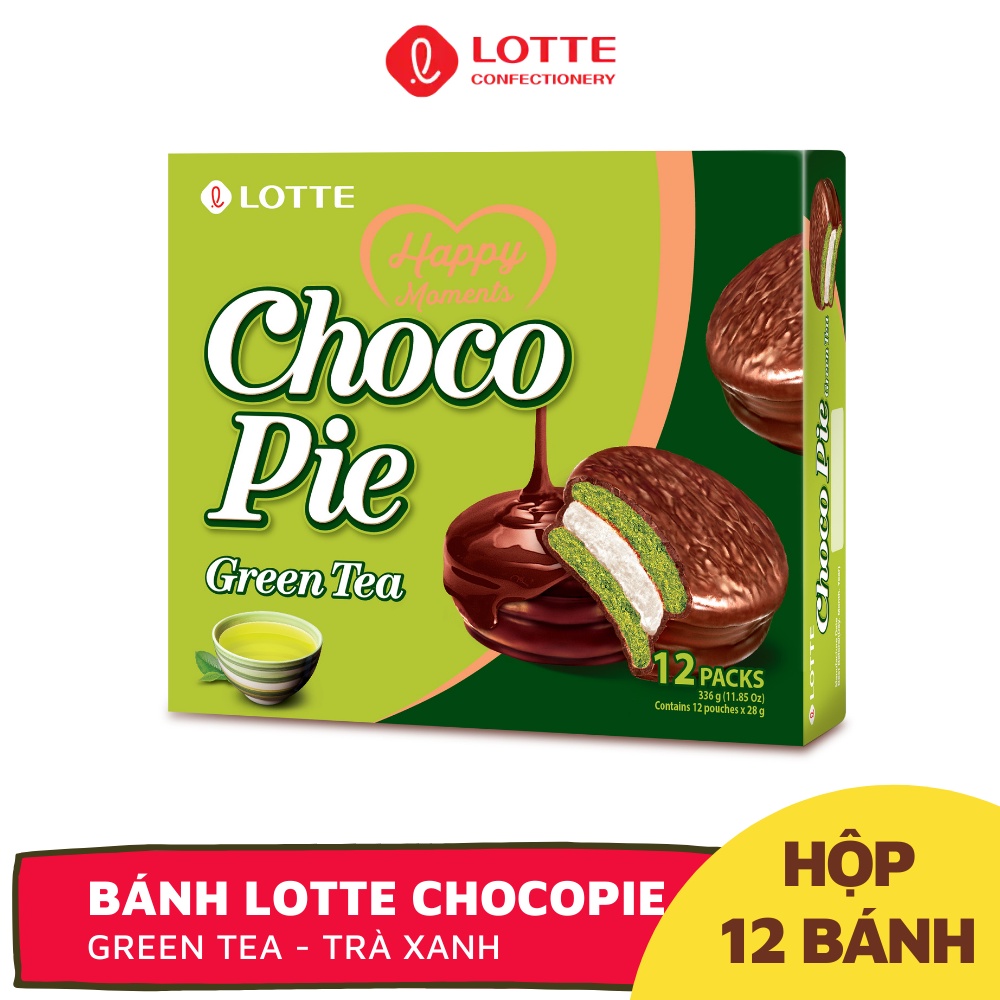 Bánh Lotte Chocopie vị Trà xanh - Hộp 336G x 12 Gói | BigBuy360 - bigbuy360.vn