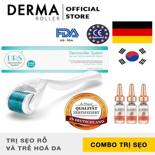 (CHÍNH HÃNG) Bộ cải thiện giảm sẹo Kim Lăn DRS Dermaroller ĐỨC + Tinh Chất Cá Hồi Suiskin Ampoule HÀN QUỐC