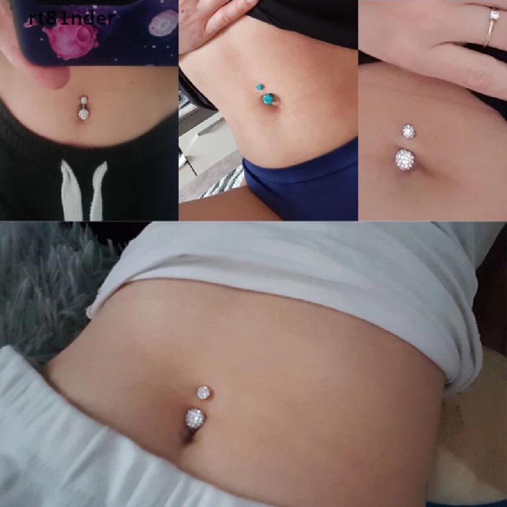 【rt】 5Pcs Crystal Shiny Navel Belly Button Rings Women Barbell Body Piercing Jewelry .