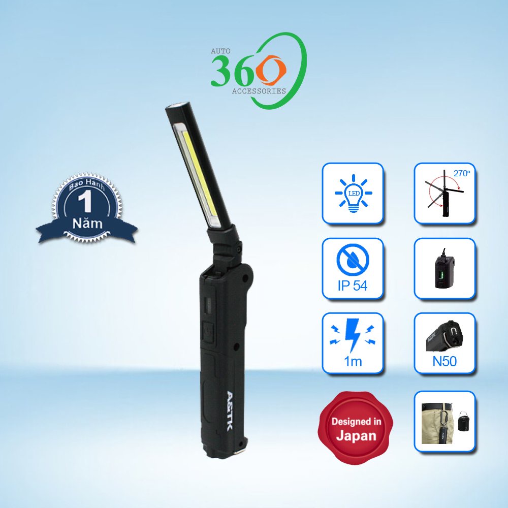 Đèn pin A&TK CZR-004 siêu sáng mini cầm tay đa năng chống nước đế nam châm