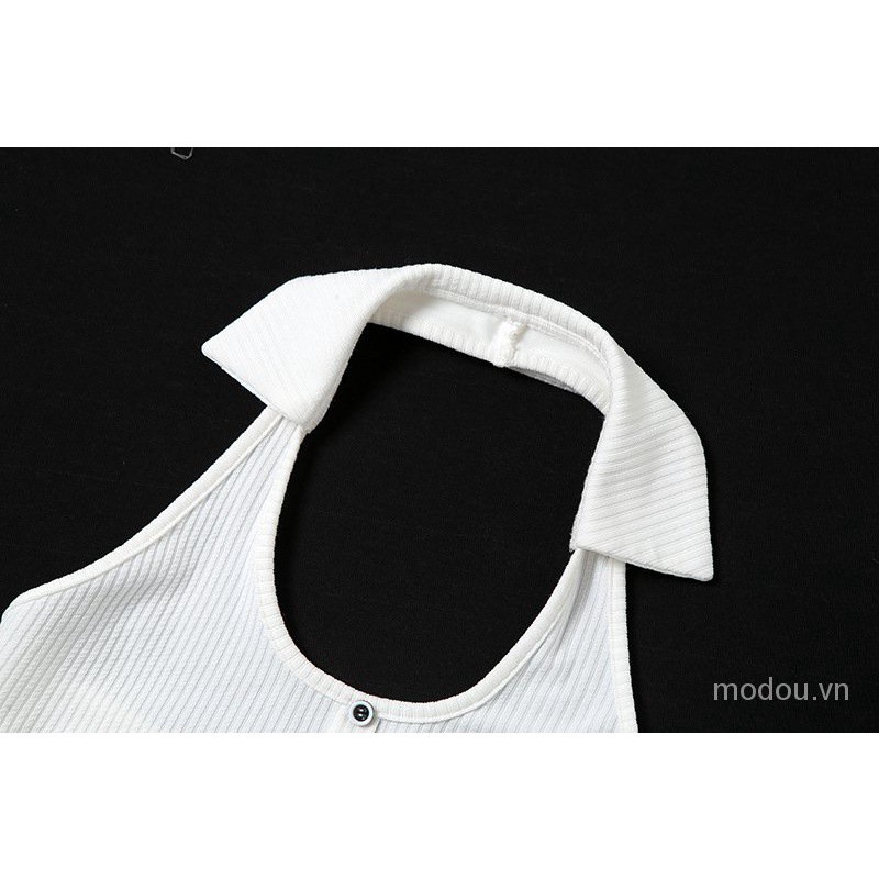 Áo croptop cotton cổ polo thiết kế ngọt ngào gợi cảm cho nữ | BigBuy360 - bigbuy360.vn