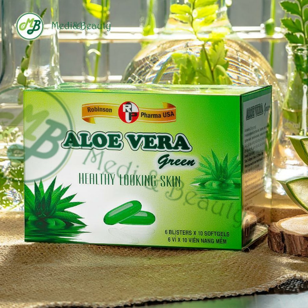 Viên uống Thải độc da,Thanh nhiệt, đẹp da, Nhuận tràng ALOE VERA Green hộp 60 viên