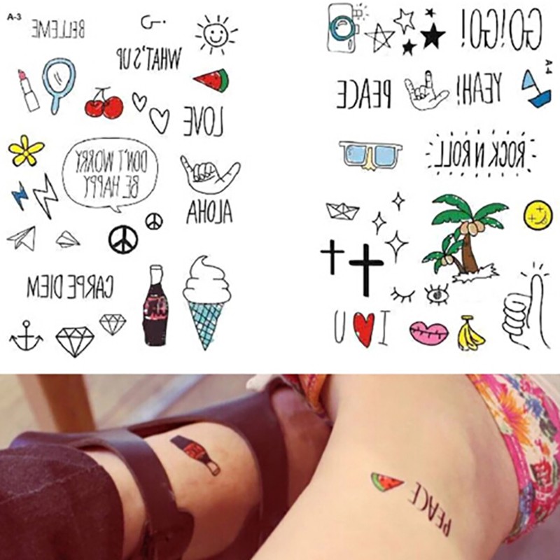 Bộ 10 Tấm Hình Xăm Dán Thiết Kế Dễ Thương Thời Trang