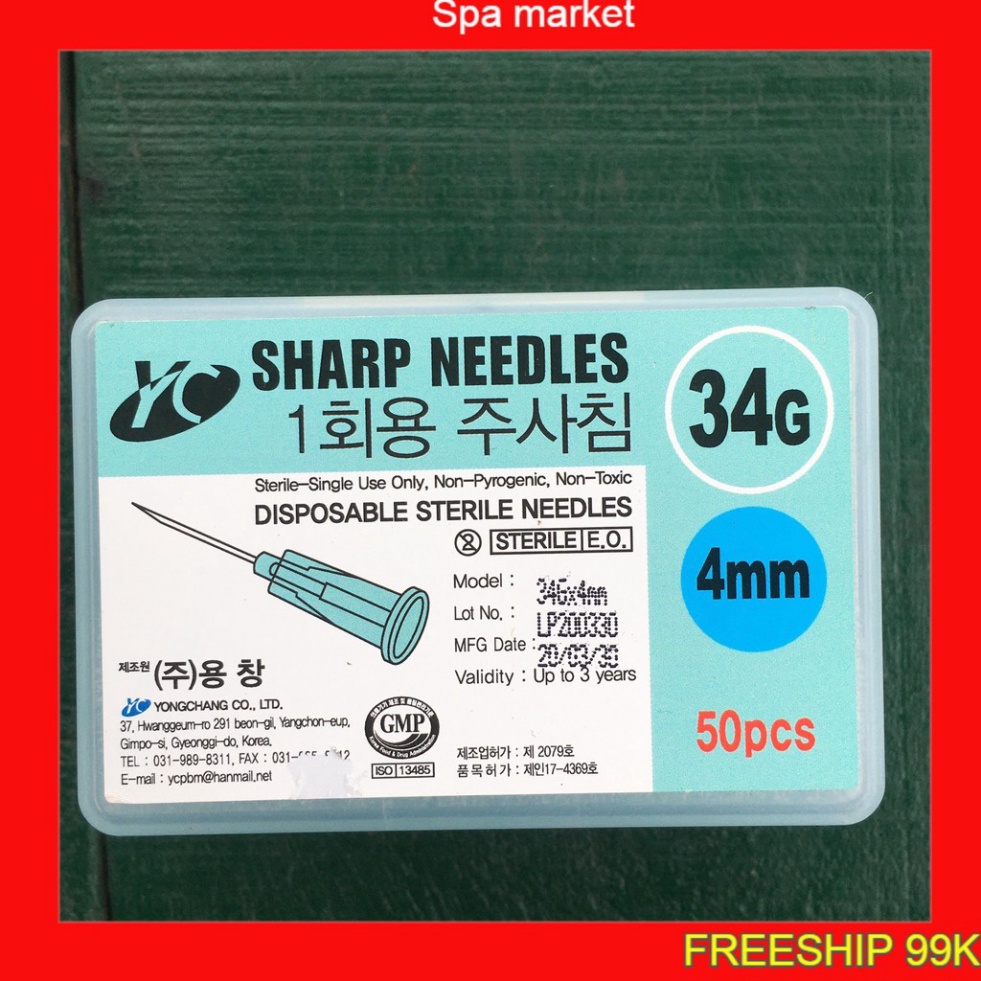 Đầu kim tiêm dưỡng chất 34G 4mm siêu nhỏ chuẩn Hàn Quốc [Lẻ 1 cái]