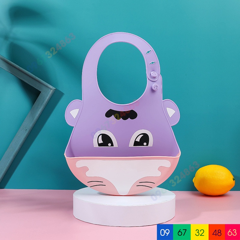 Yếm ăn dặm SILICON CÓ TAI KÈM MÁNG siêu mềm dẻo cho bé