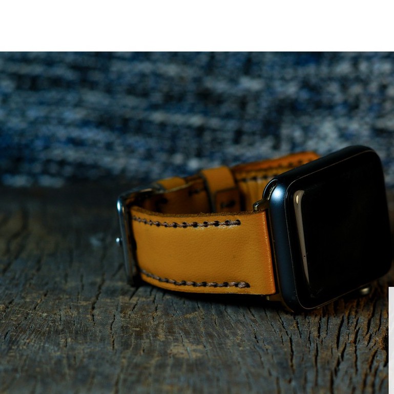Dây apple watch da bê mềm vàng handmade bền chắc cực đẹp RAM Leather Classic 1989 - tặng khóa chốt và adapter
